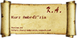 Kurz Ambrózia névjegykártya